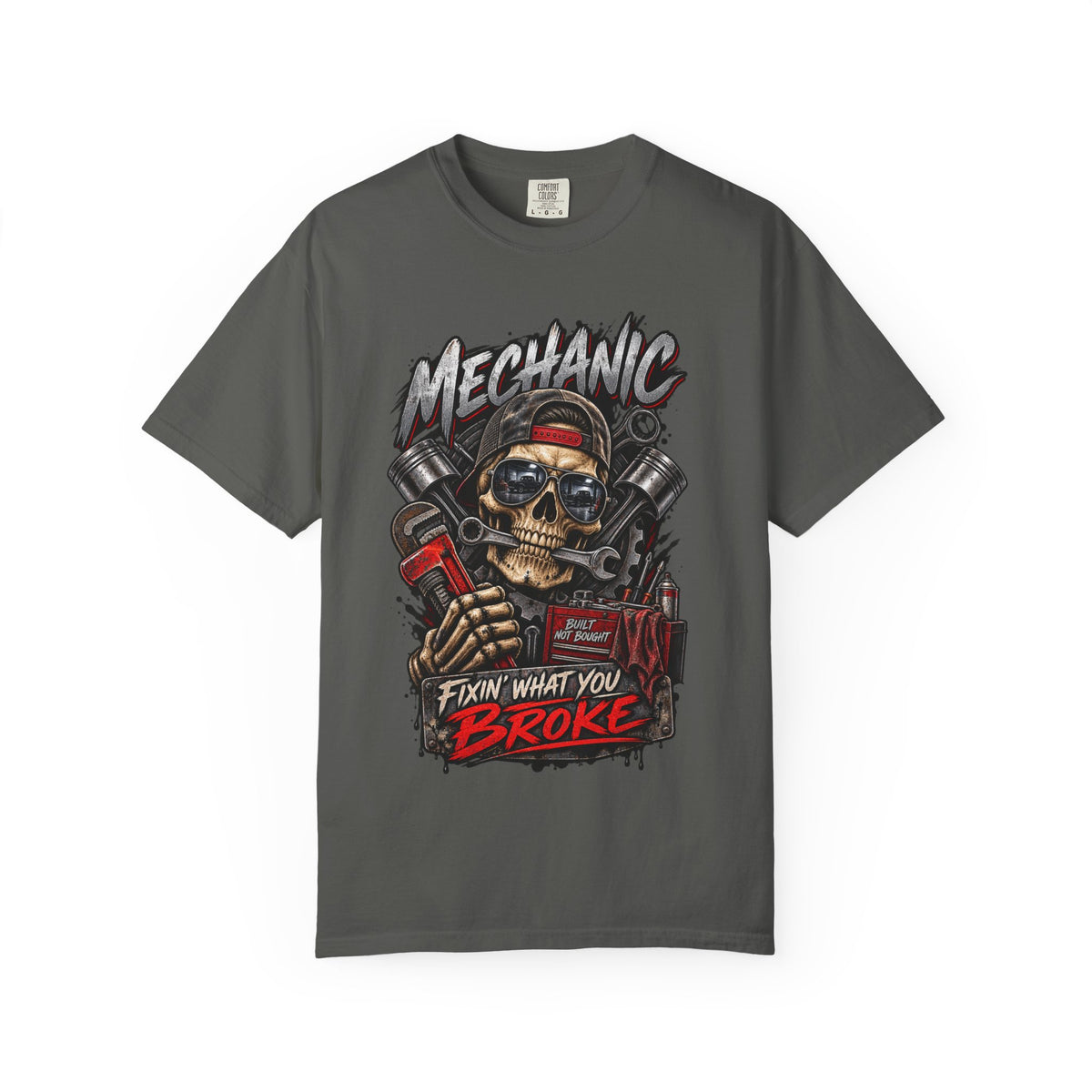 Mechanic Skull T-Shirt — "Fixin' What You Broke" Garage Tee