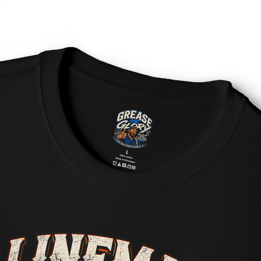 Lineman Graphic Tee — "Because All Other Jobs Are Beneath Us" Oversized Shirt