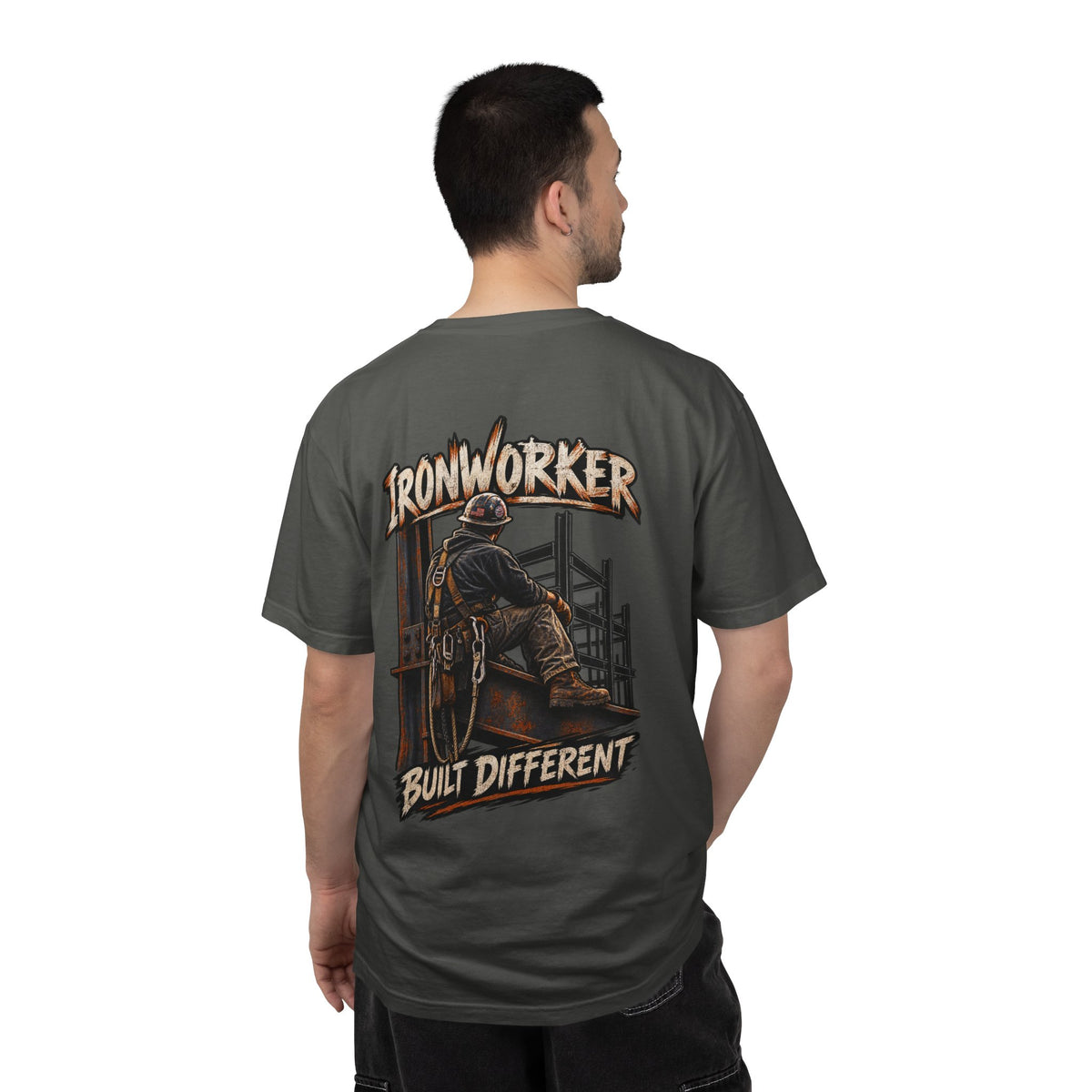 Ironworker T-Shirt – 'Built Different' Construction Crew Tee