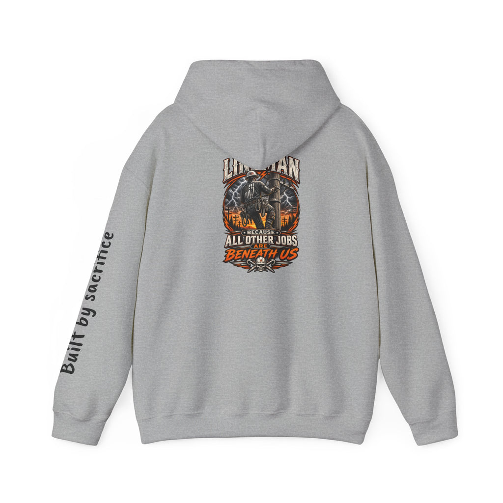 Lineman Hoodie - "Built By Sacrifice" Lineman Crew Graphic Pullover