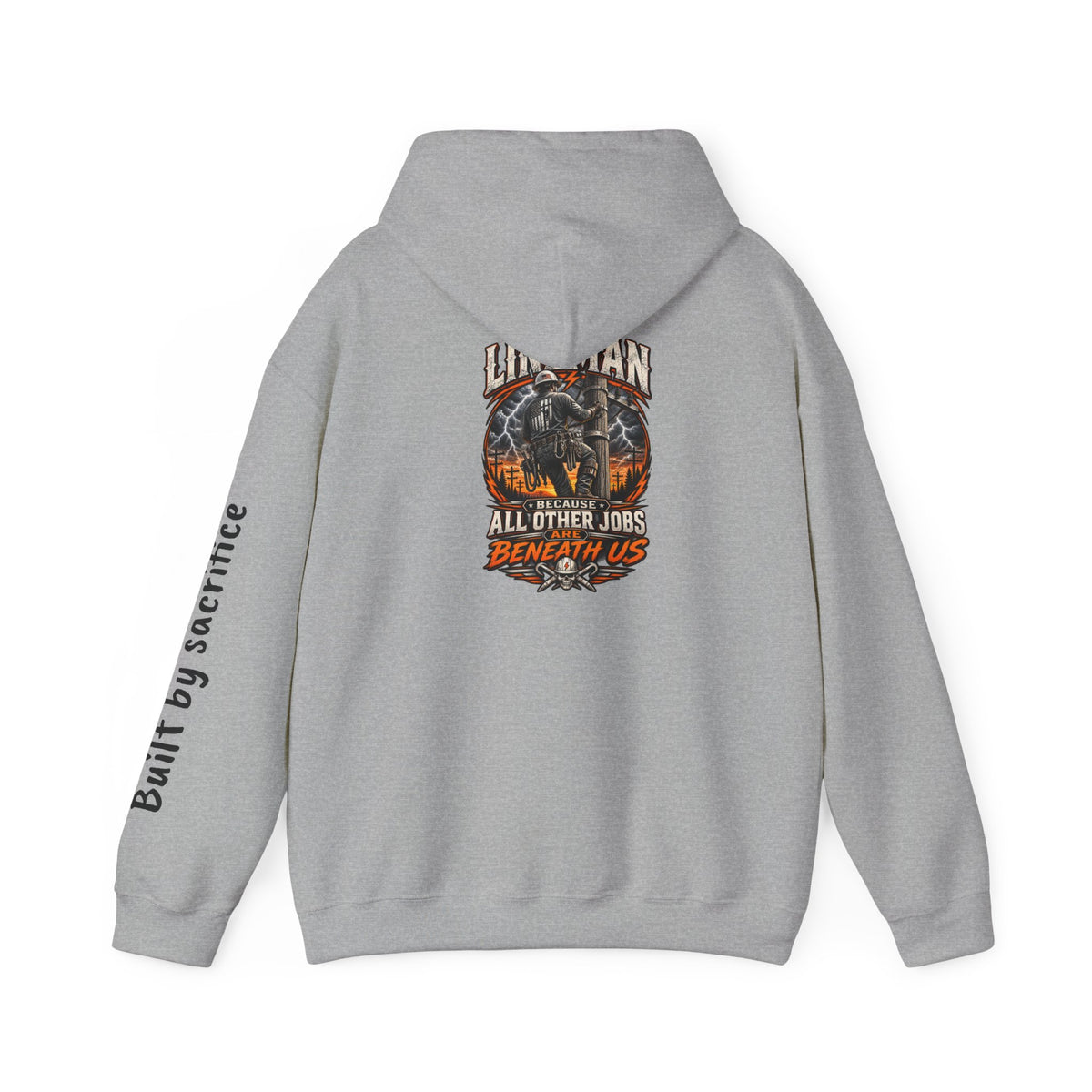 Lineman Hoodie - "Built By Sacrifice" Lineman Crew Graphic Pullover