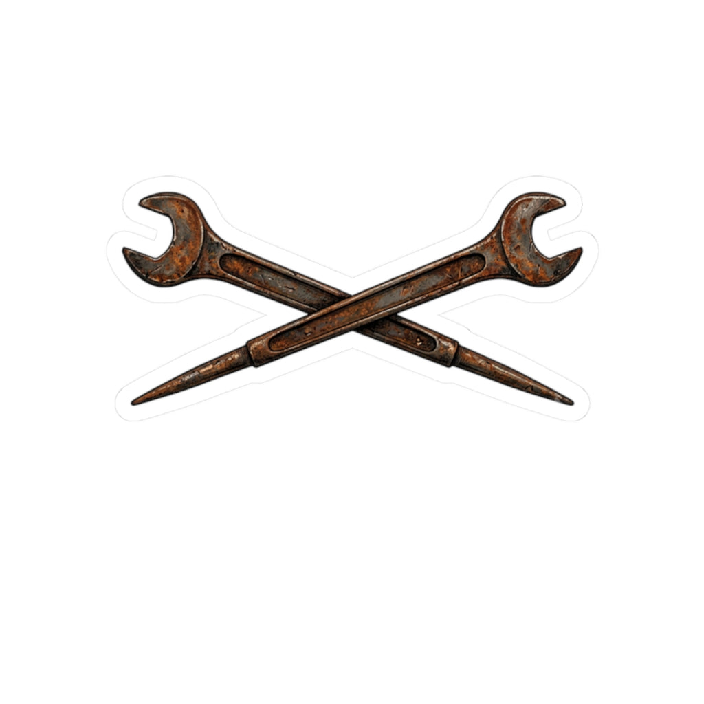 Crossed Wrenches Sticker — Mini Kiss-Cut Tool Decal for Laptops & Gear