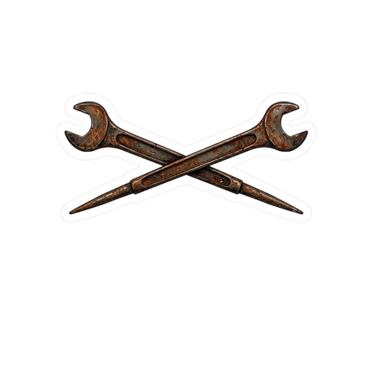 Crossed Wrenches Sticker — Mini Kiss-Cut Tool Decal for Laptops & Gear