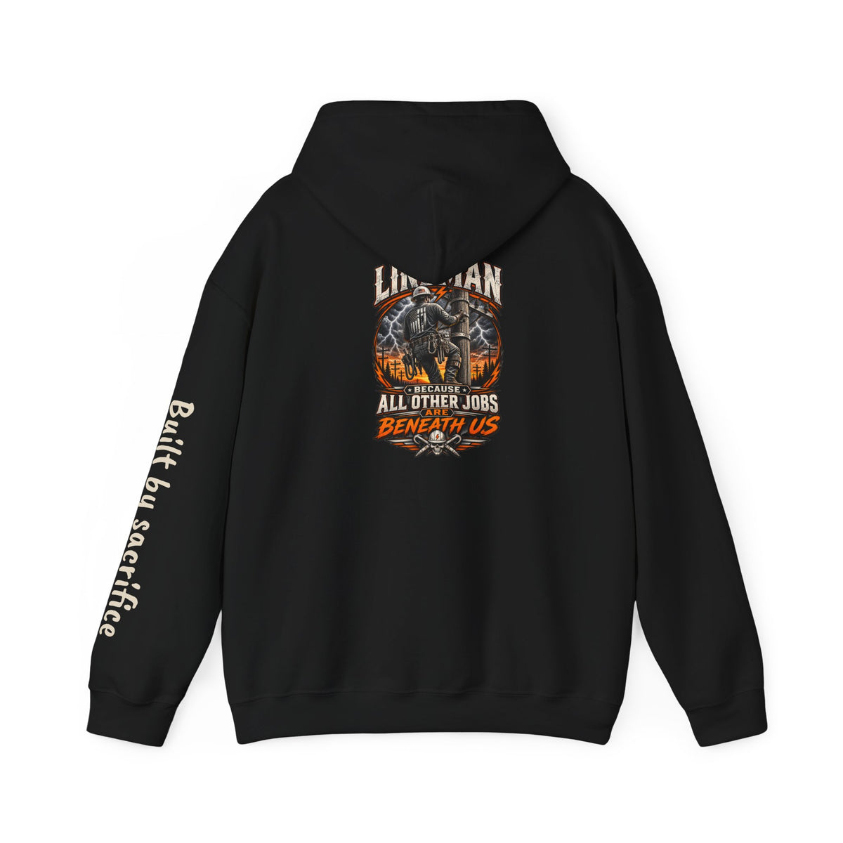 Lineman Hoodie - "Built By Sacrifice" Lineman Crew Graphic Pullover