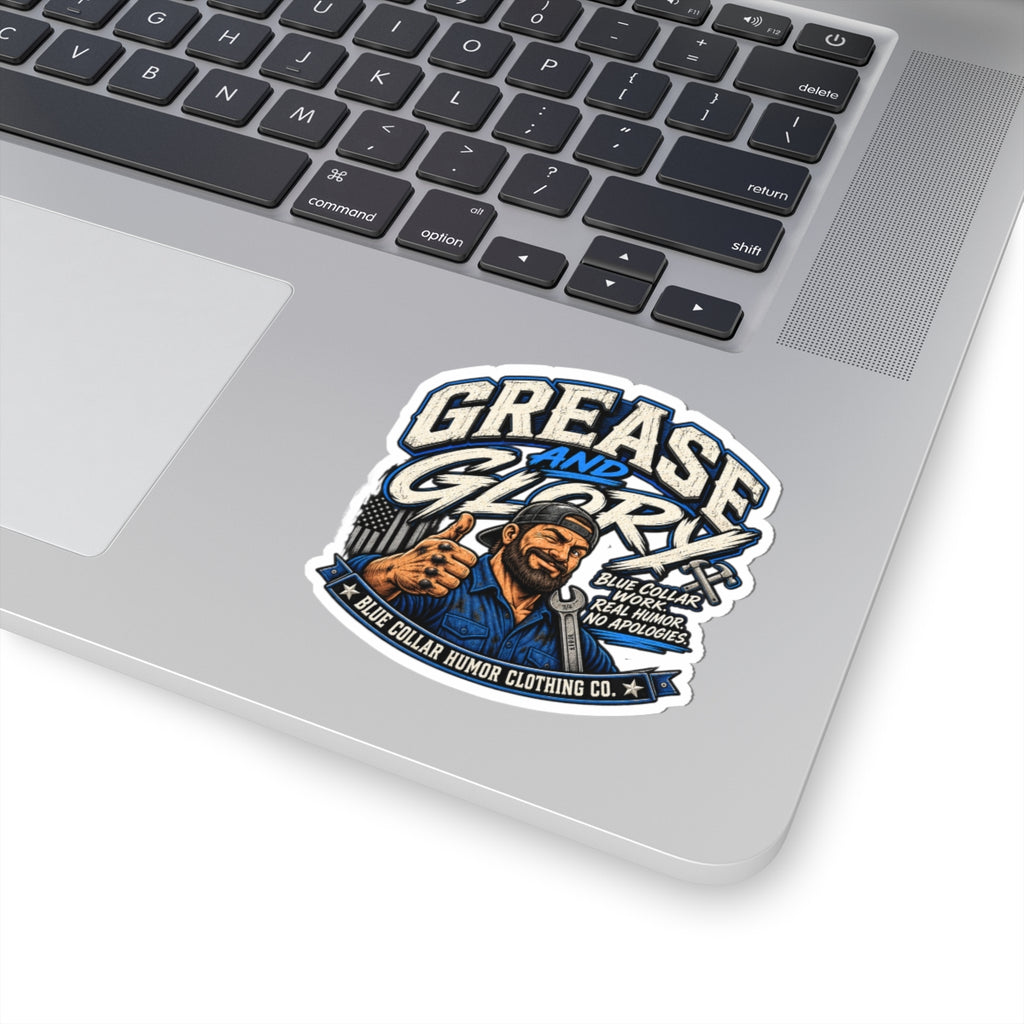 Grease and Glory Sticker — Blue Collar Mechanic Kiss-Cut Vinyl Sticker