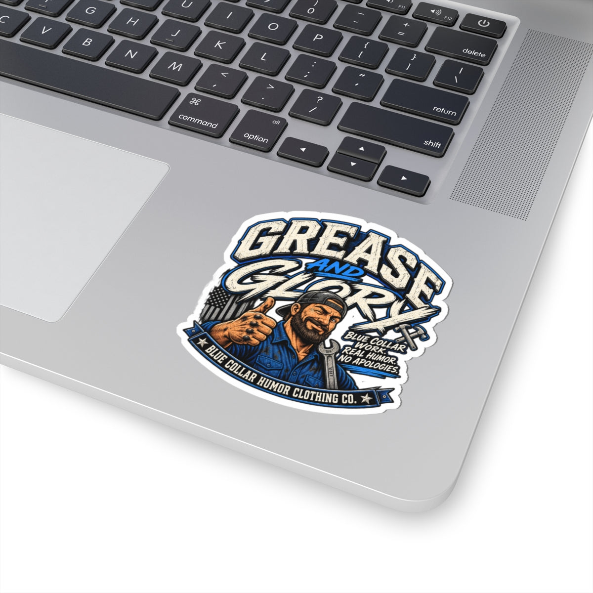 Grease and Glory Sticker — Blue Collar Mechanic Kiss-Cut Vinyl Sticker