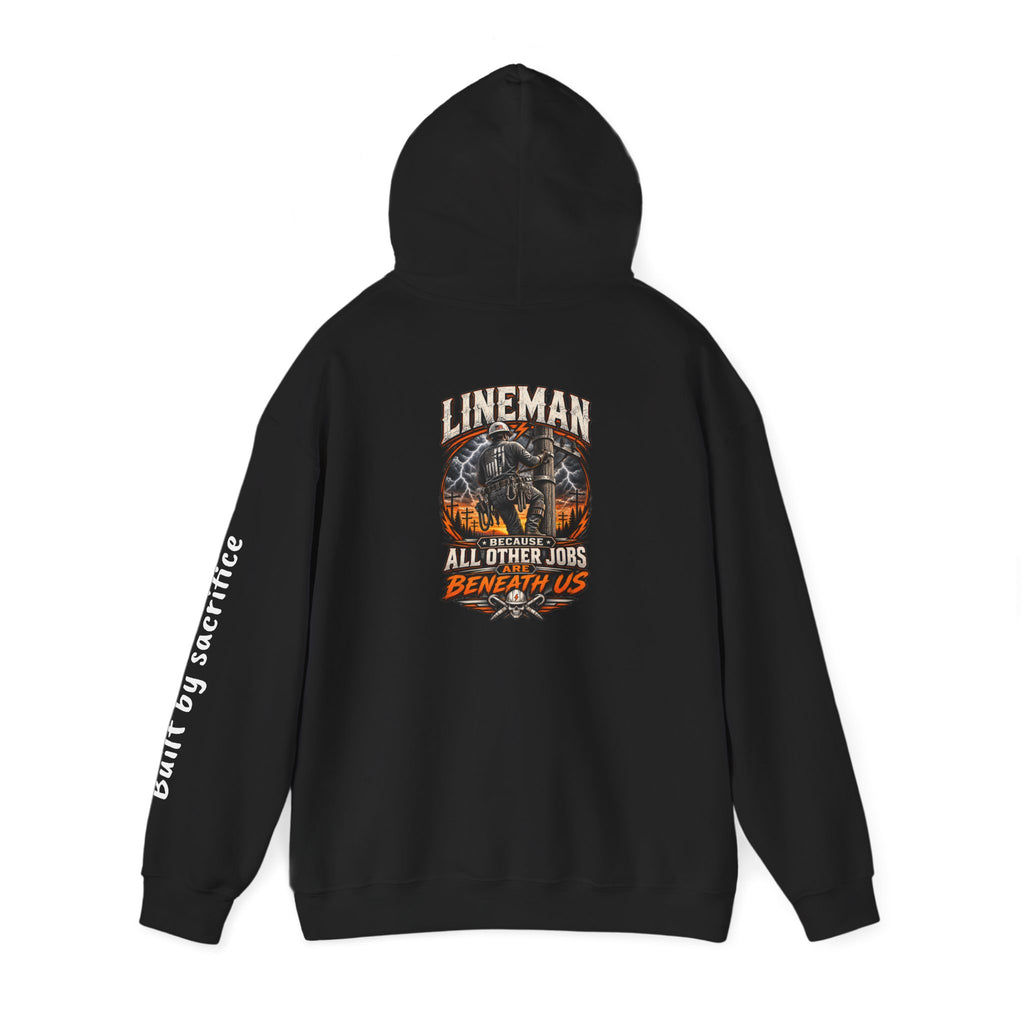 Lineman Hoodie - "Built By Sacrifice" Lineman Crew Graphic Pullover