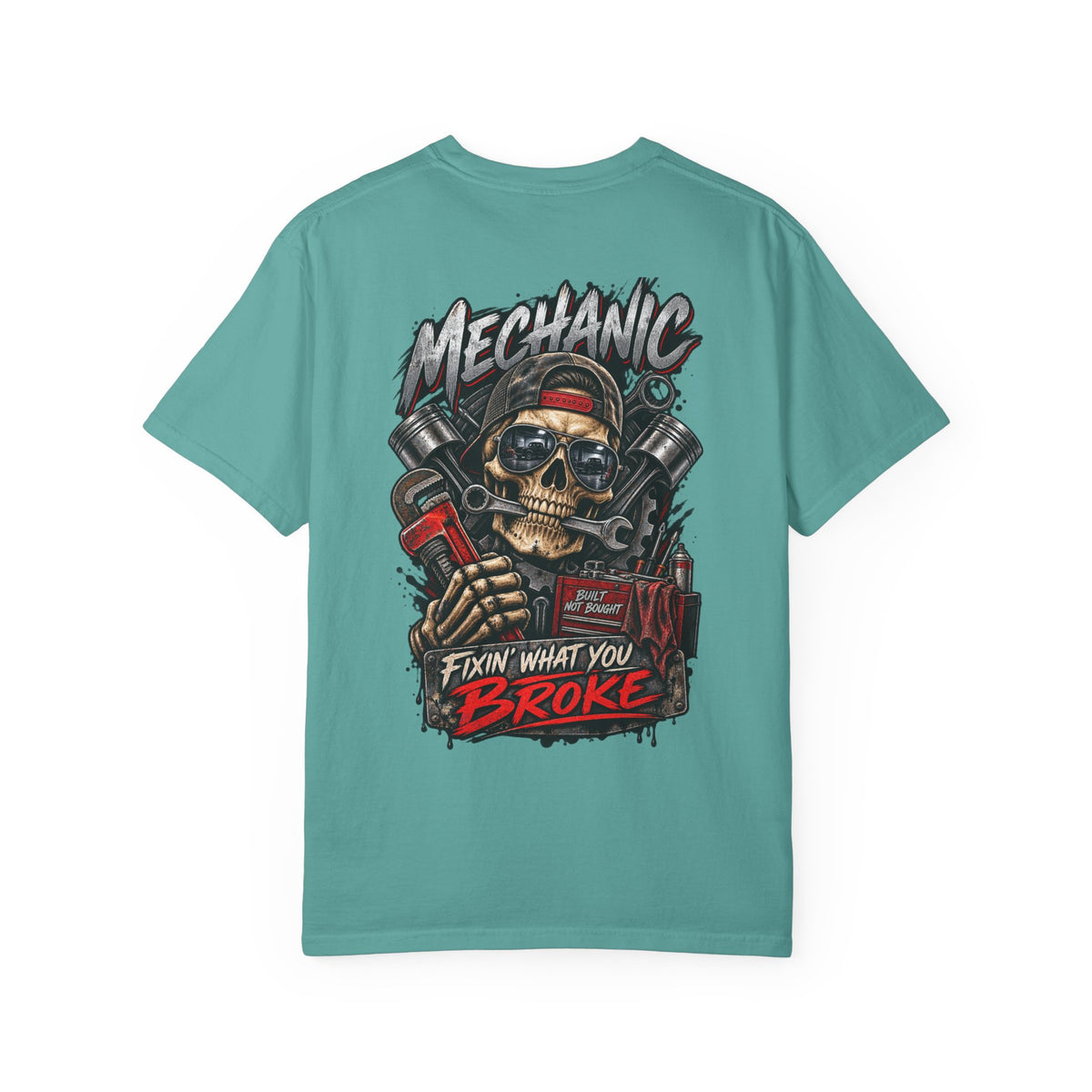 Mechanic T-Shirt — 'Fixin' What You Broke' Skull & Tools Graphic