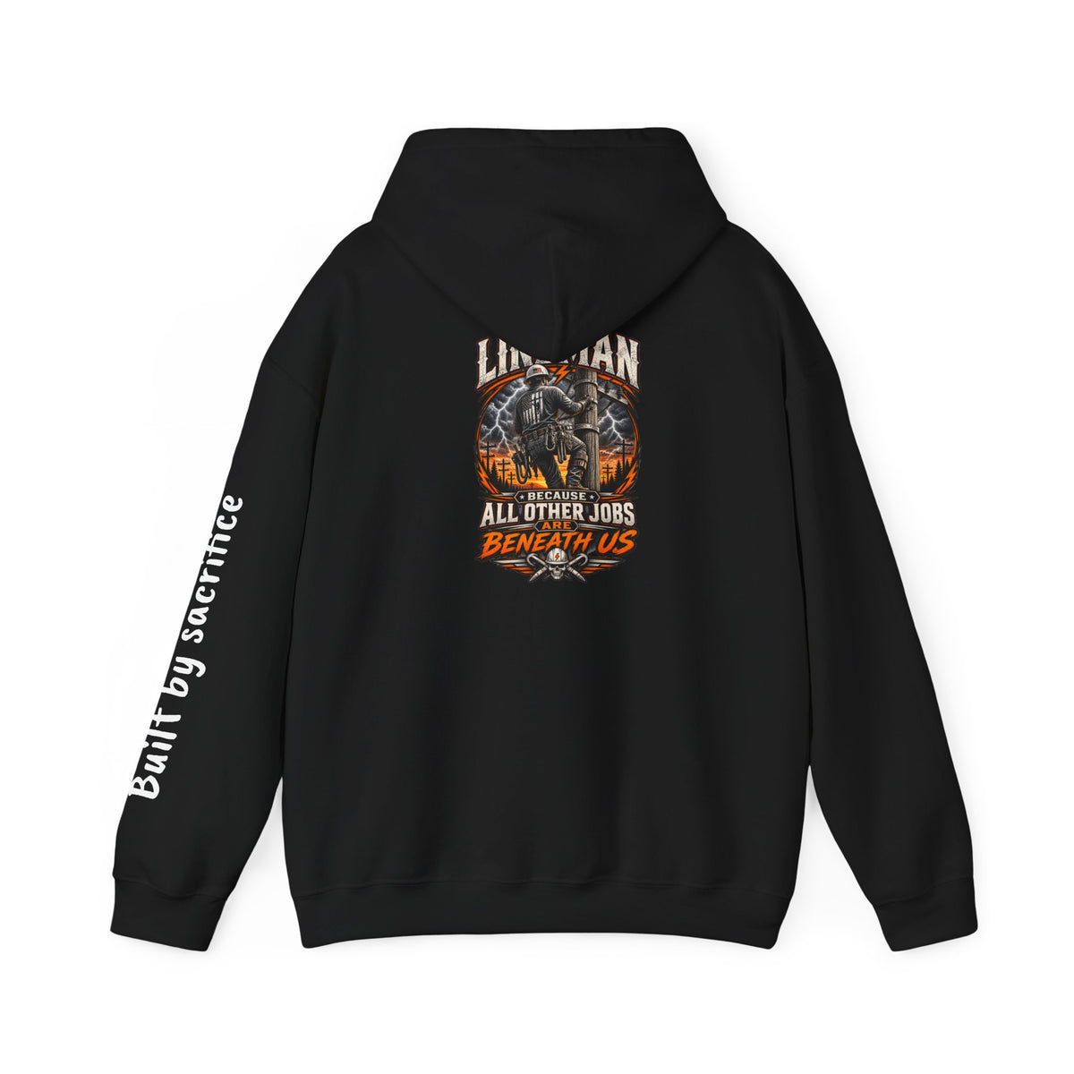 Lineman Hoodie - "Built By Sacrifice" Lineman Crew Graphic Pullover