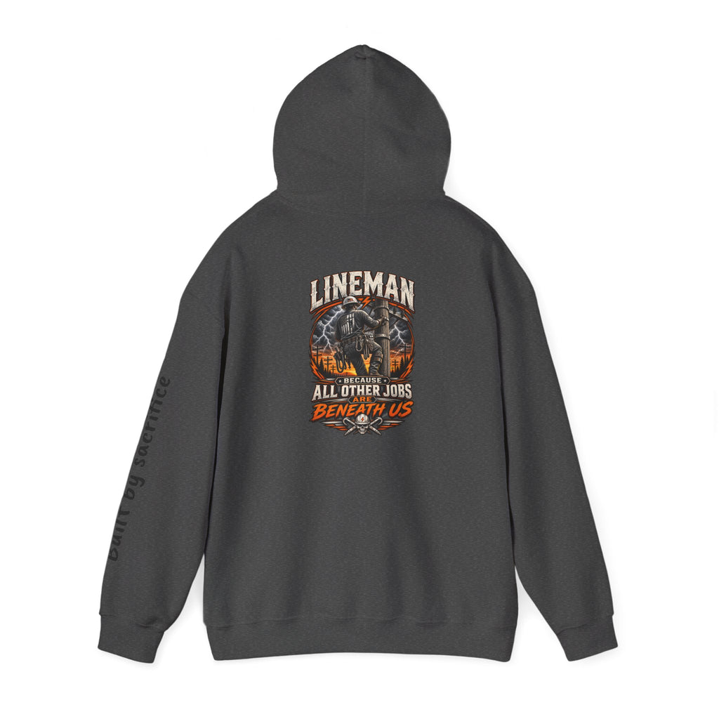 Lineman Hoodie - "Built By Sacrifice" Lineman Crew Graphic Pullover