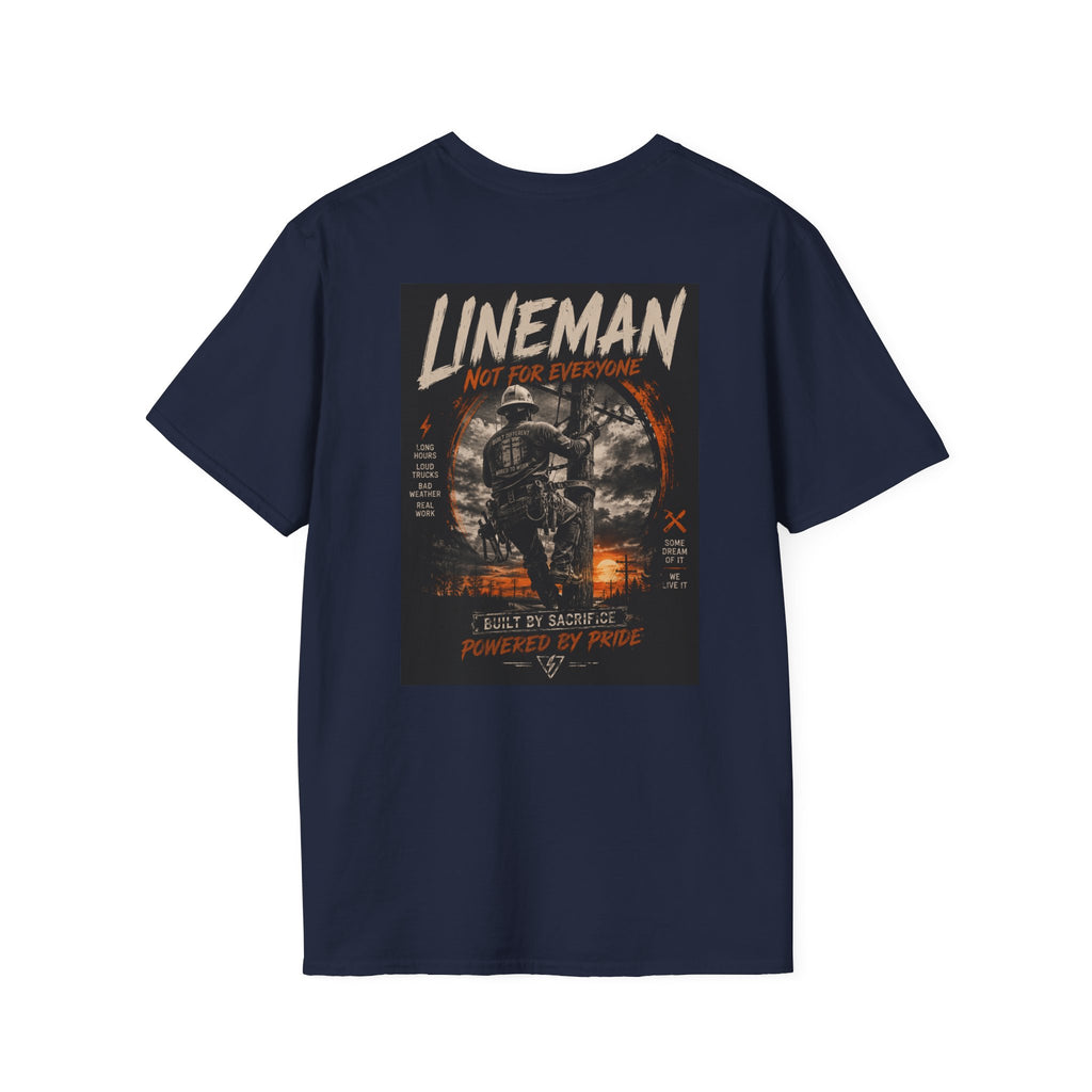 Lineman "Built by sacrifice"  Unisex Soft style T-Shirt