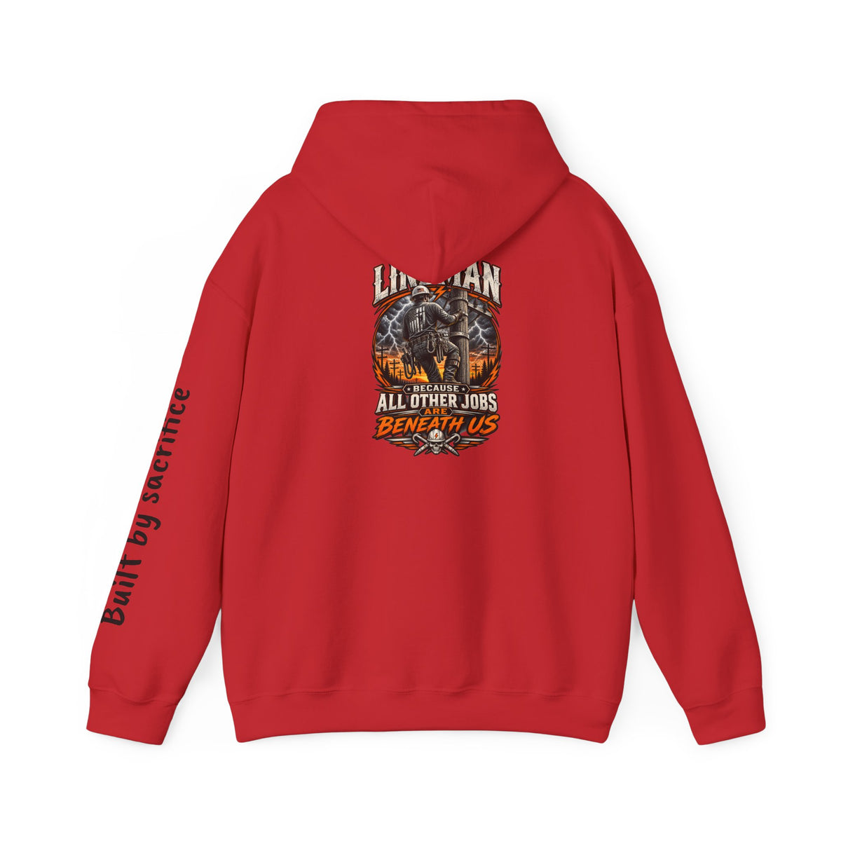 Lineman Hoodie - "Built By Sacrifice" Lineman Crew Graphic Pullover