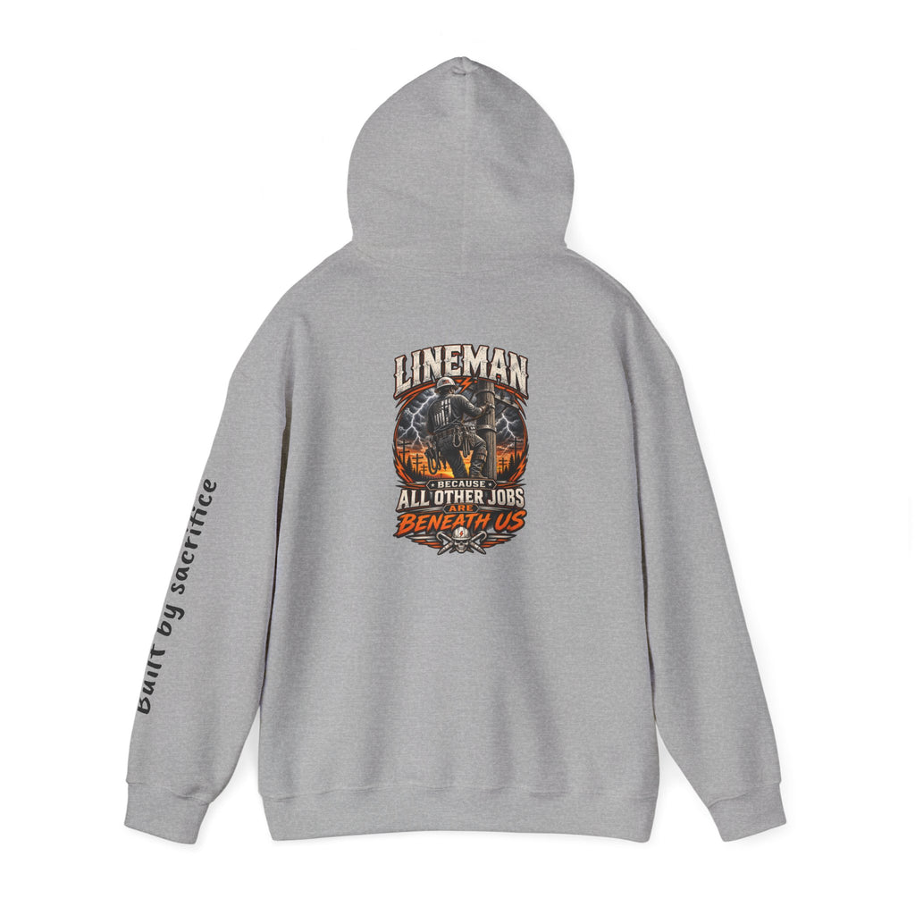 Lineman Hoodie - "Built By Sacrifice" Lineman Crew Graphic Pullover