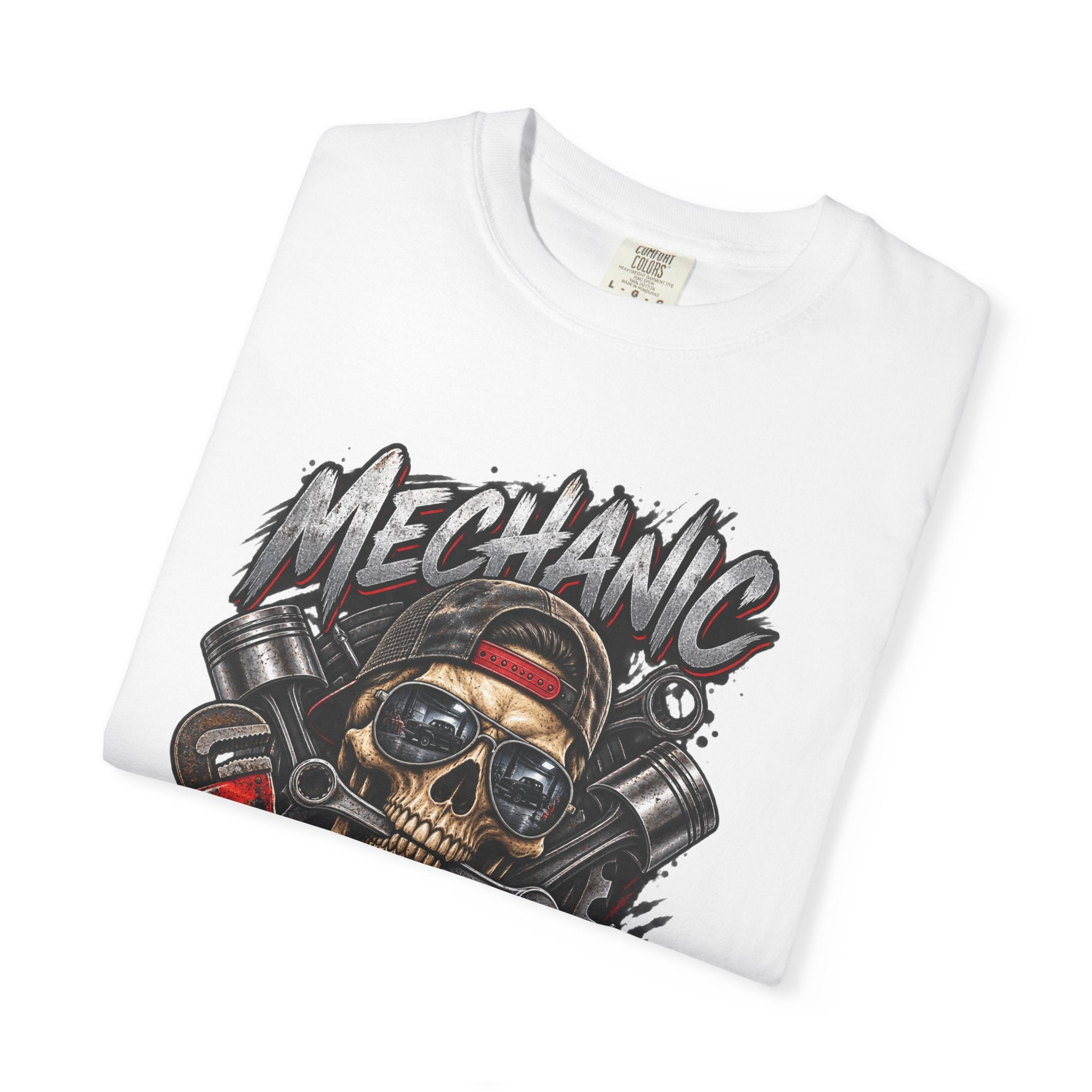 Mechanic Skull T-Shirt — "Fixin' What You Broke" Garage Tee