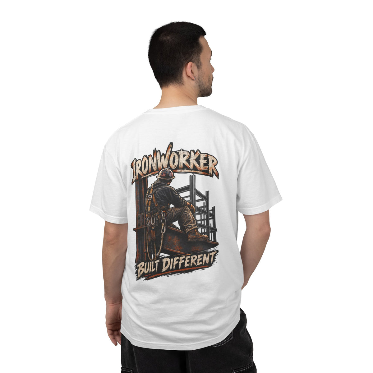 Ironworker T-Shirt – 'Built Different' Construction Crew Tee