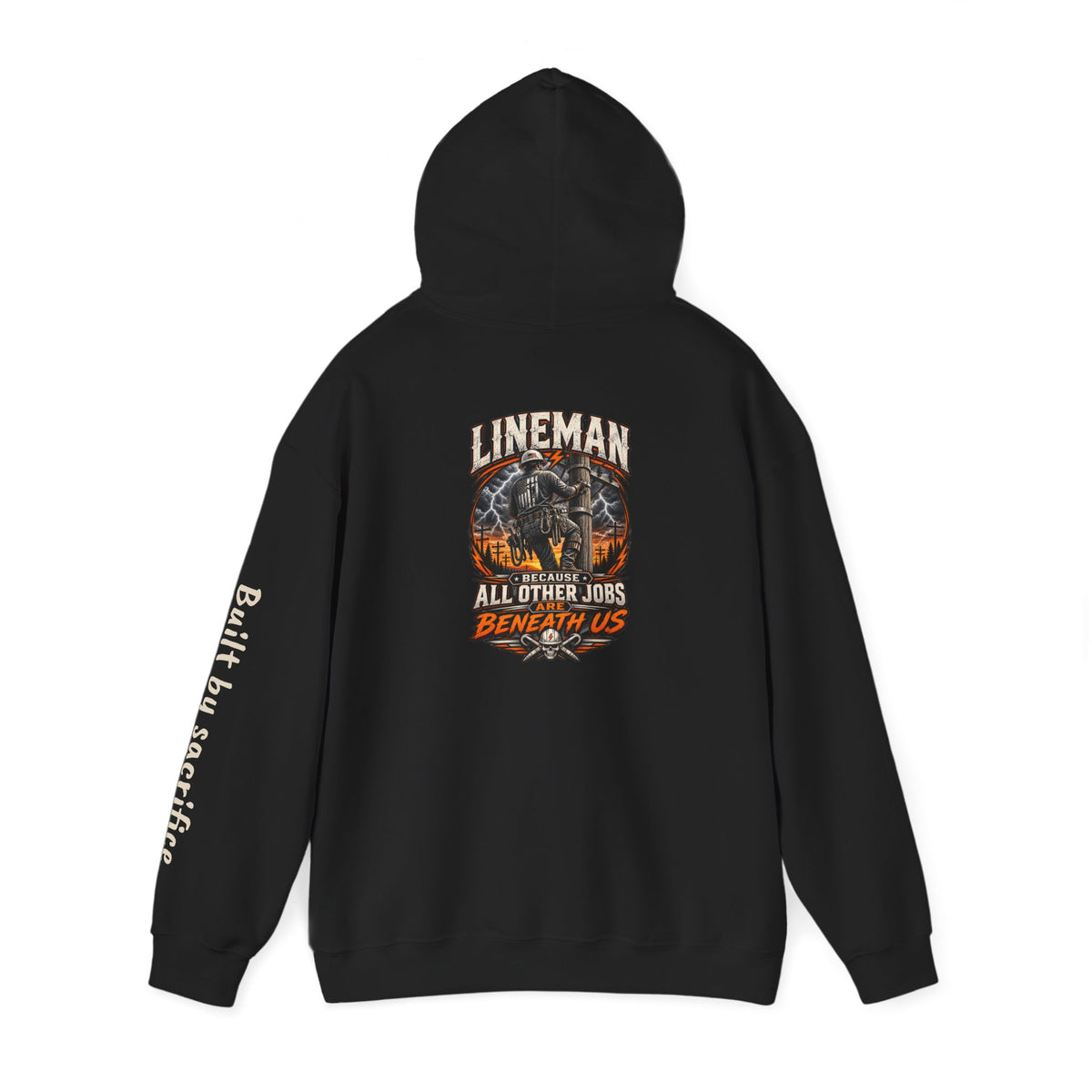 Lineman Hoodie - "Built By Sacrifice" Lineman Crew Graphic Pullover
