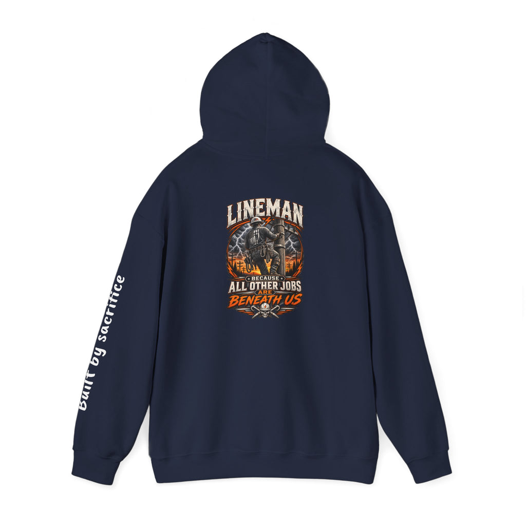 Lineman Hoodie - "Built By Sacrifice" Lineman Crew Graphic Pullover