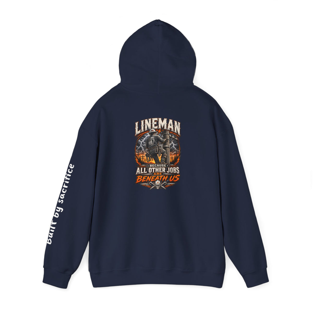 Lineman Hoodie - "Built By Sacrifice" Lineman Crew Graphic Pullover