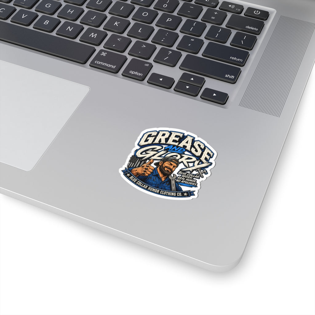 Grease and Glory Sticker — Blue Collar Mechanic Kiss-Cut Vinyl Sticker