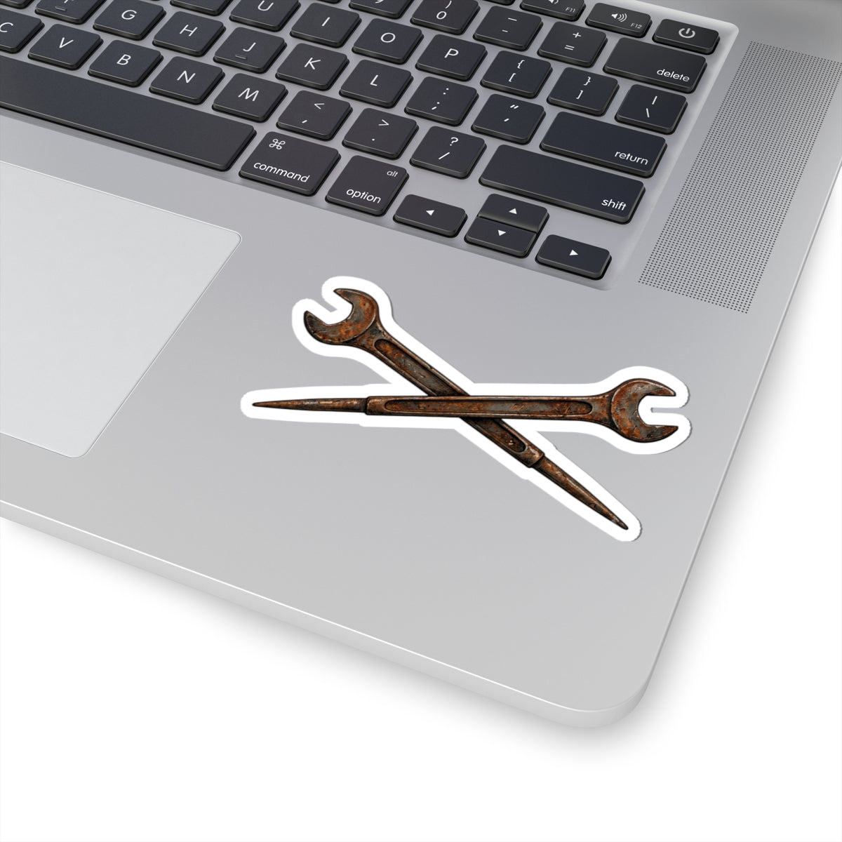 Crossed Wrenches Sticker — Mini Kiss-Cut Tool Decal for Laptops & Gear