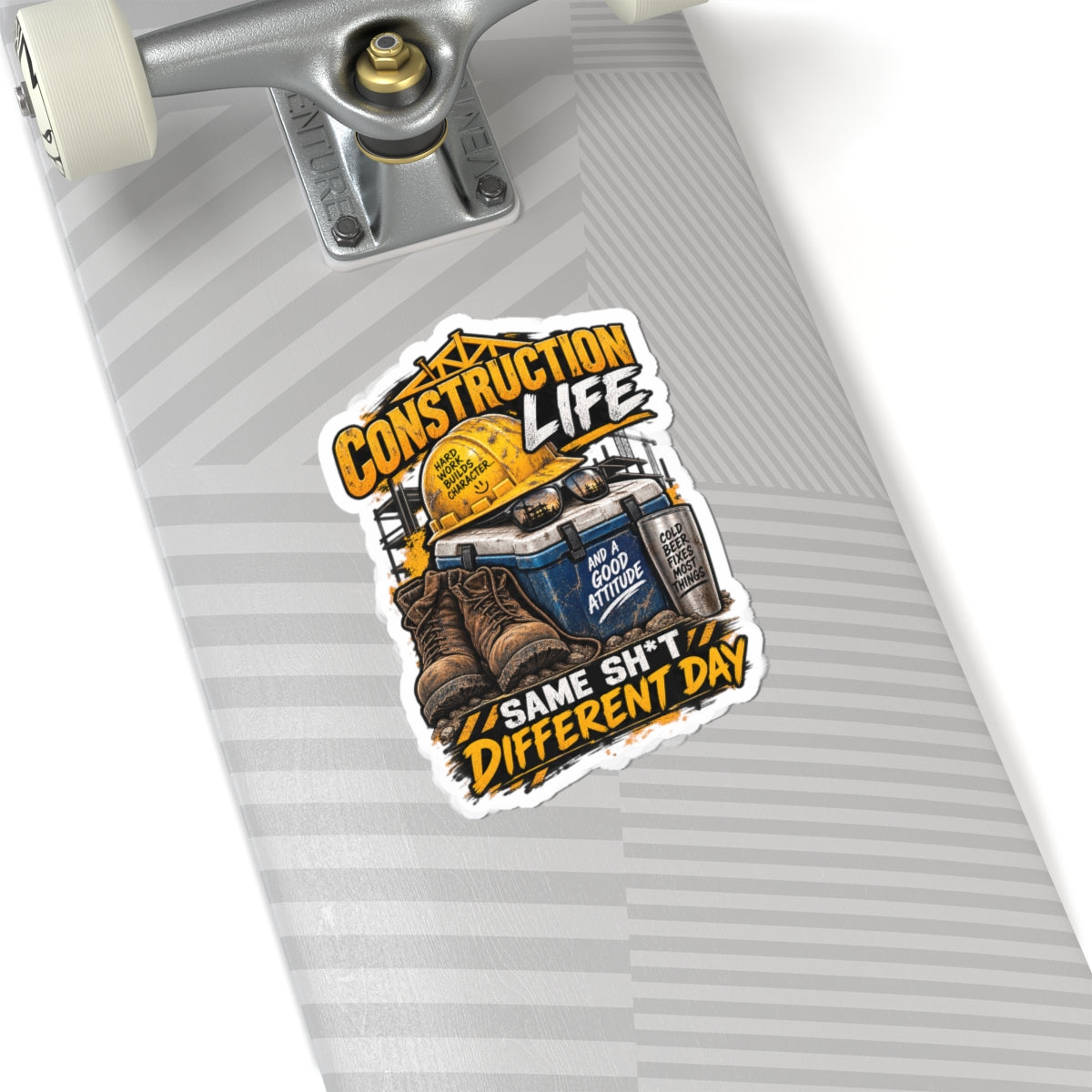 Construction Life Sticker — 'Same Sh*t Different Day' Work Boots & Hard Hat Decal