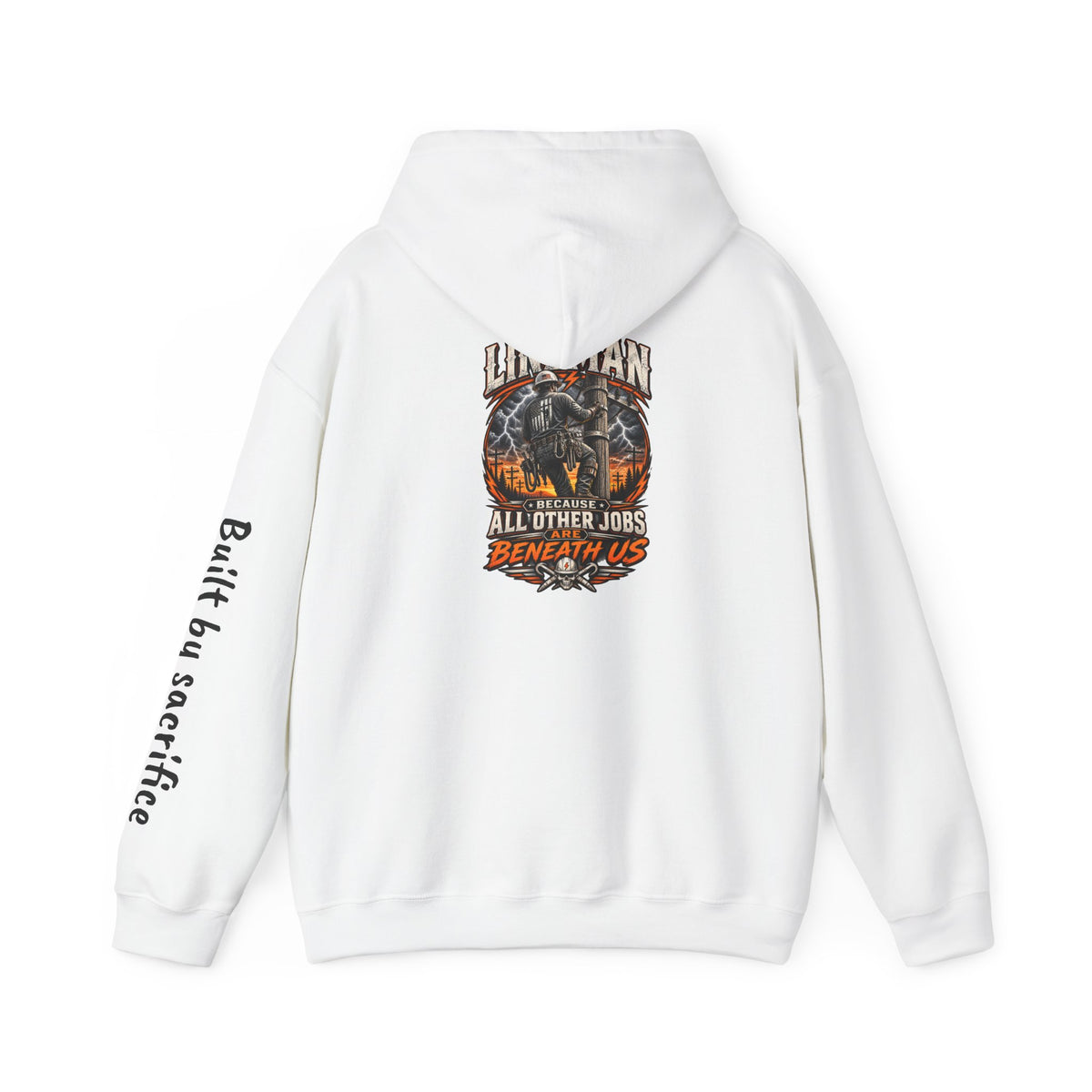 Lineman Hoodie - "Built By Sacrifice" Lineman Crew Graphic Pullover