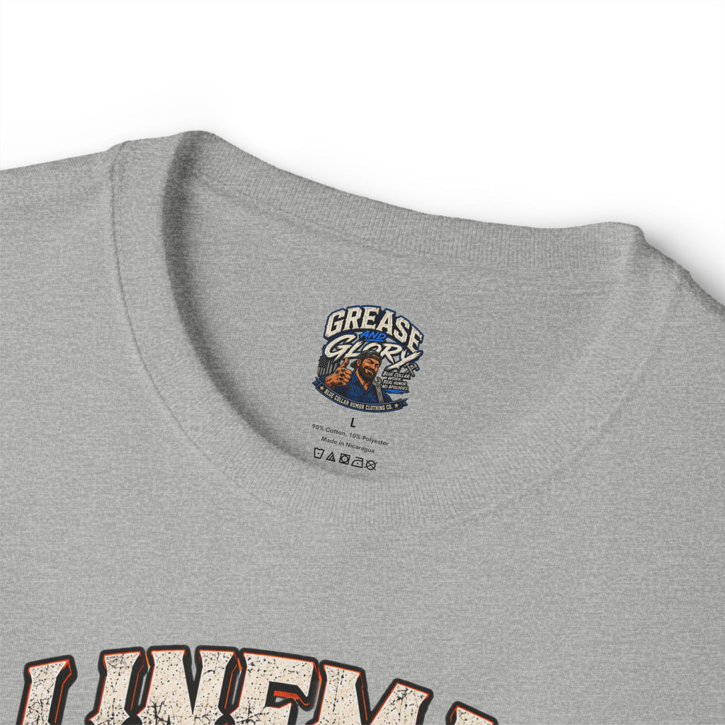 Lineman Graphic Tee — "Because All Other Jobs Are Beneath Us" Oversized Shirt