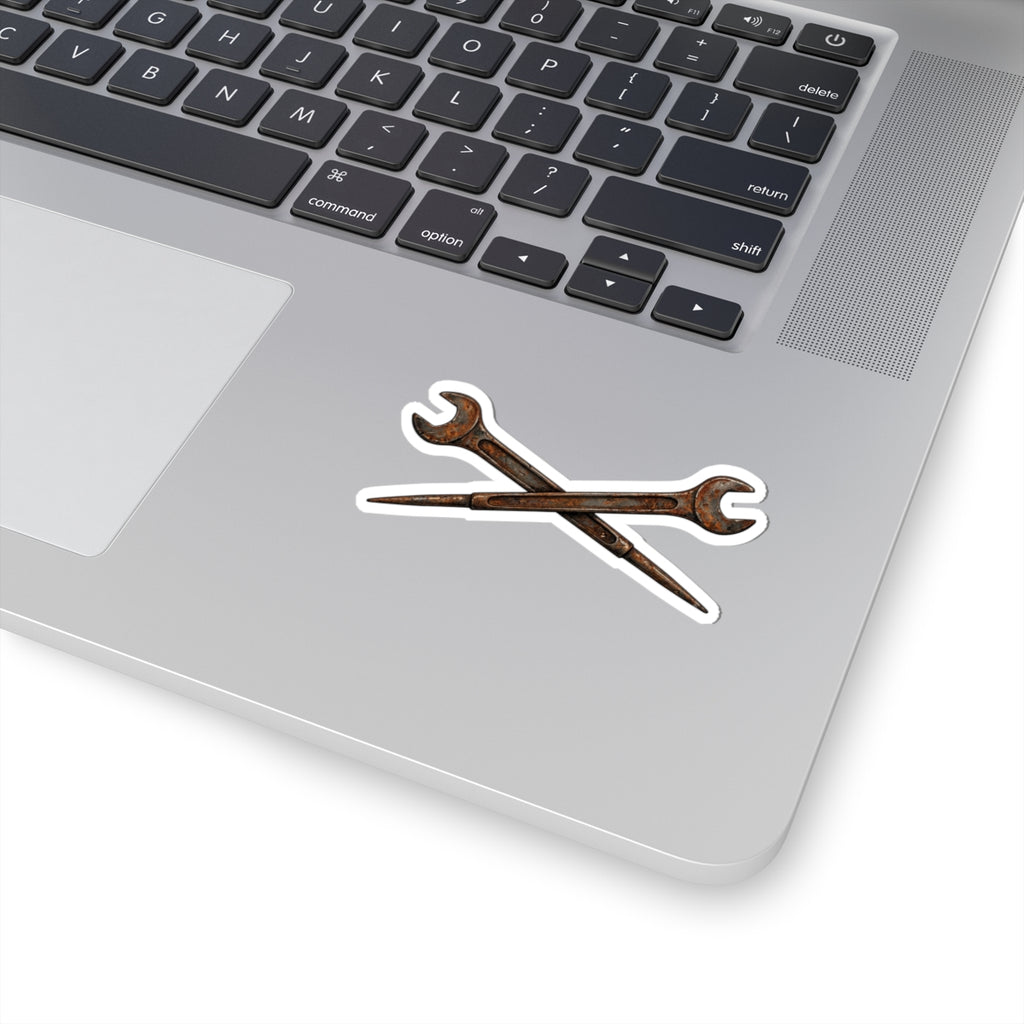 Crossed Wrenches Sticker — Mini Kiss-Cut Tool Decal for Laptops & Gear