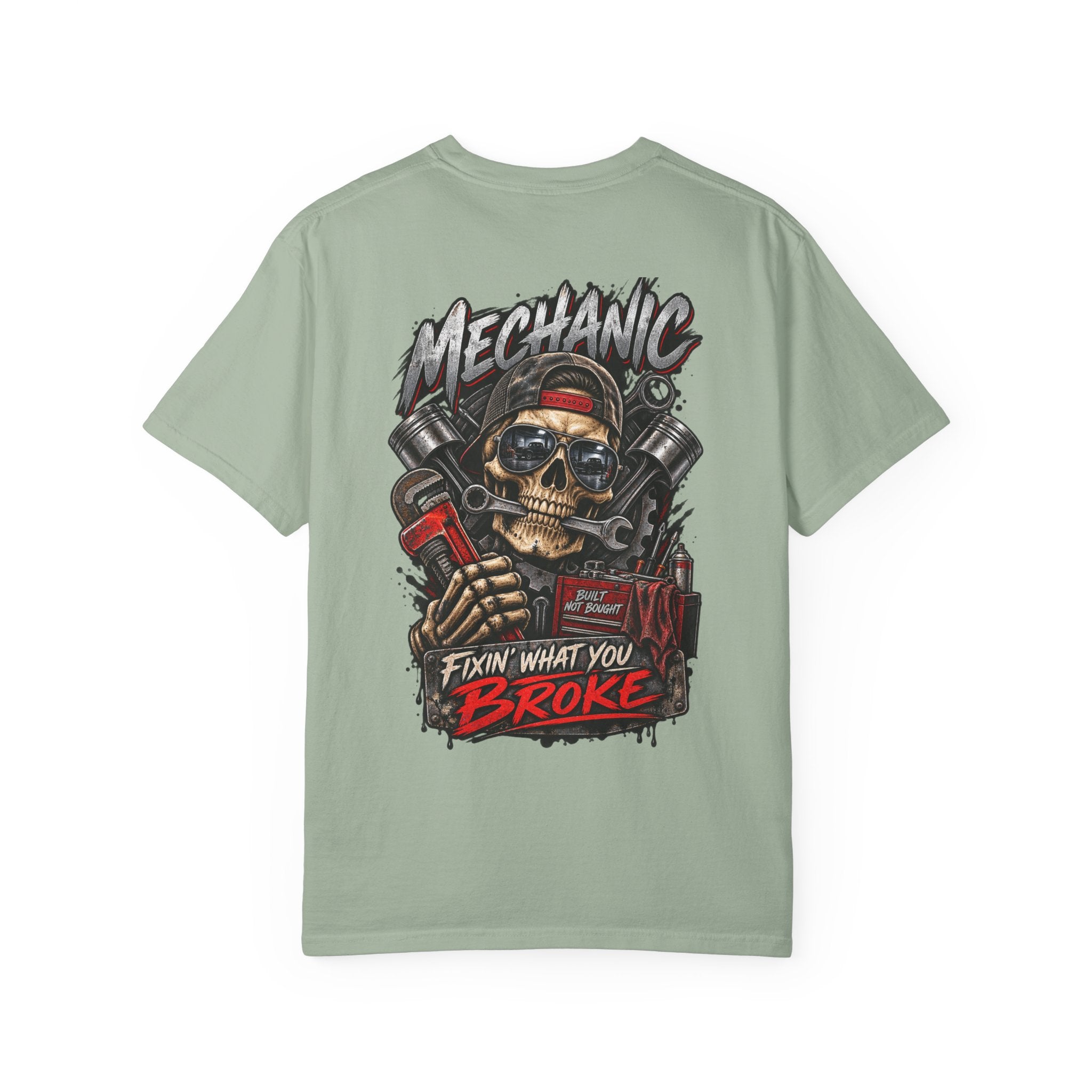 Mechanic T-Shirt — 'Fixin' What You Broke' Skull & Tools Graphic