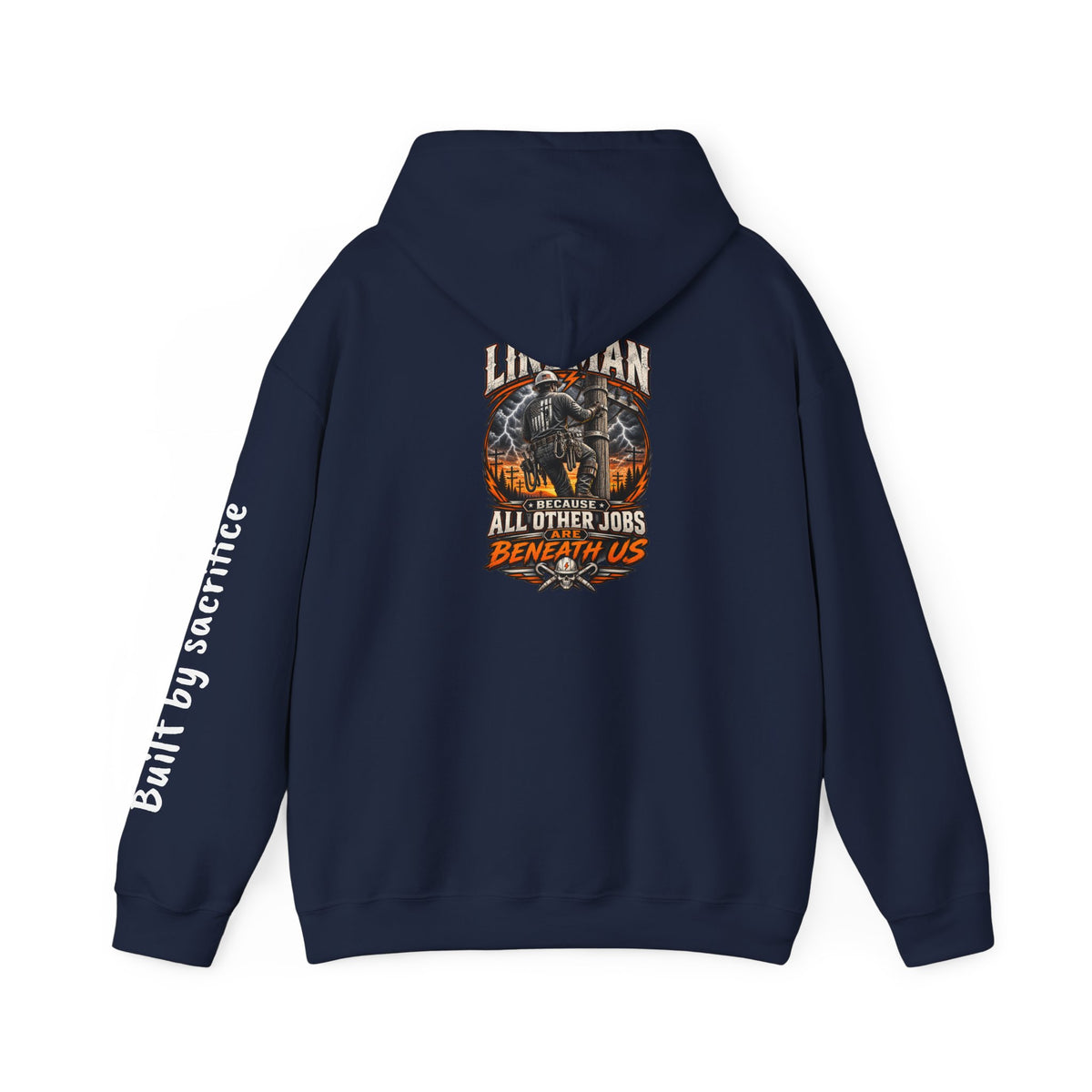 Lineman Hoodie - "Built By Sacrifice" Lineman Crew Graphic Pullover